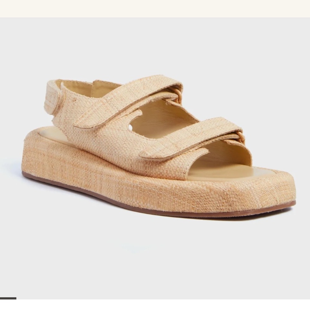 Loeffler Randall Natural Straw Blaise Two Band Platform Sandal - Size 7